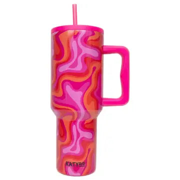 Hot Pink Retro Swirl Tumbler Cup