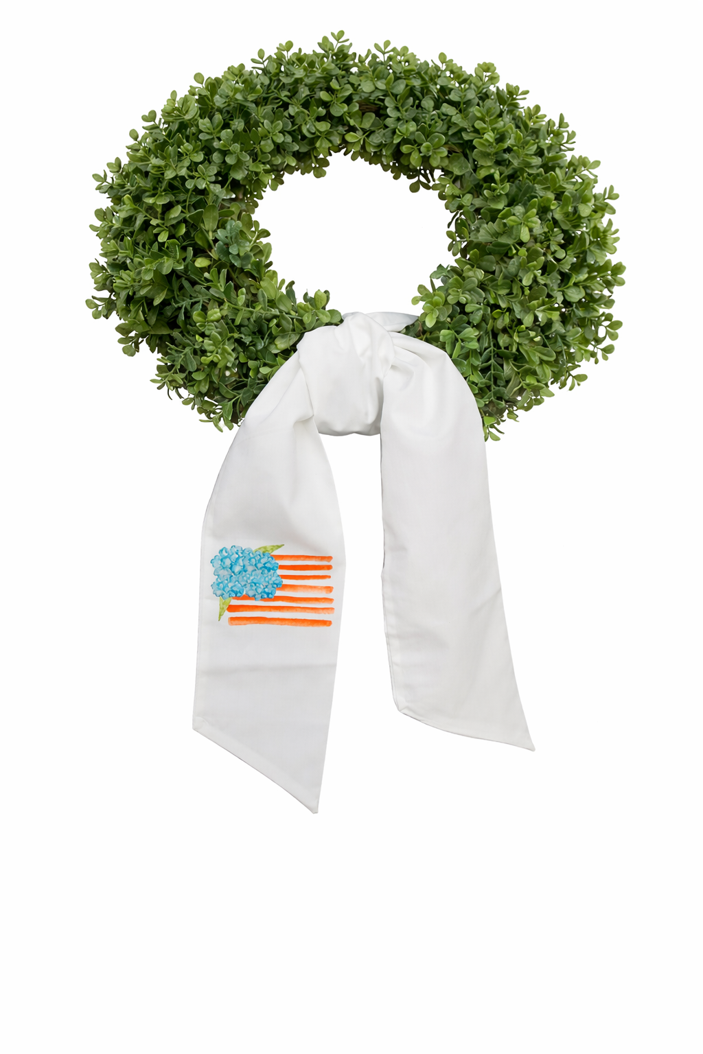 Hydrangea American Flag Wreath Sash-Patriotic Door Decor