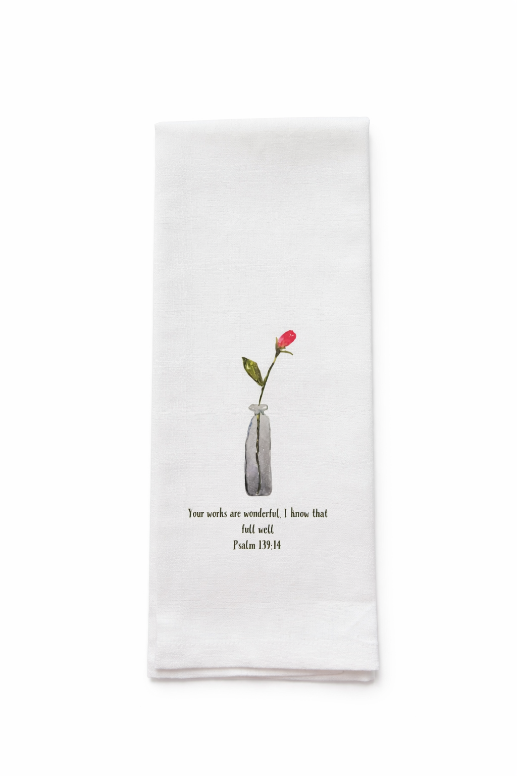 Rose Bud Floral Watercolor Tea Towel-Spring Kitchen Towel