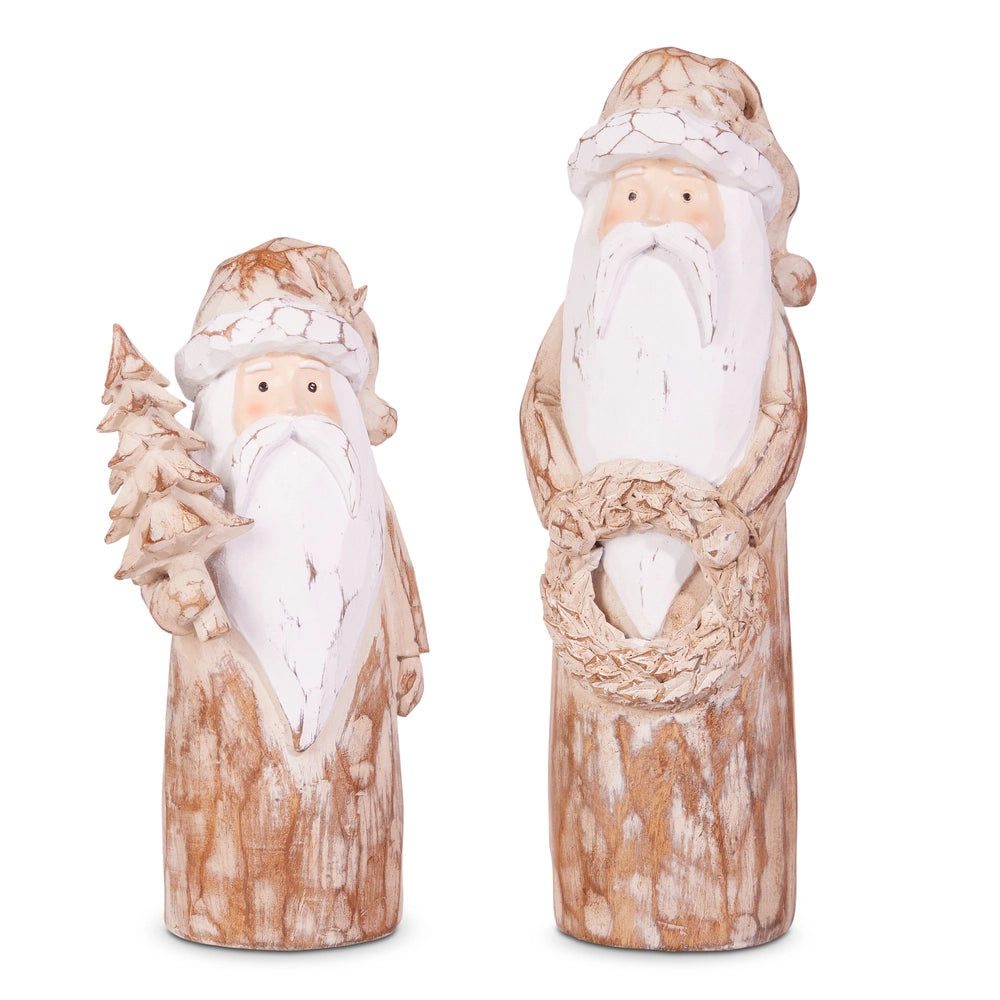 Raz Natural Distressed Carved Santas