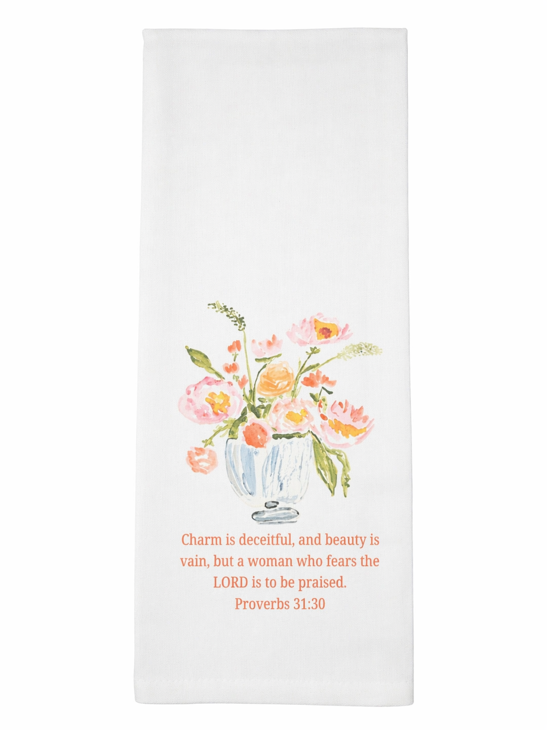 Mother’s Day Scripture Floral Tea Towel – Proverbs 31:30
