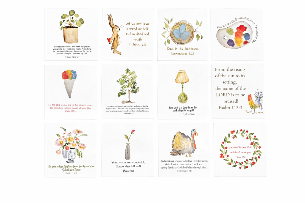 Scripture Card Set-Watercolor Bible Verse Cards-Encouragment