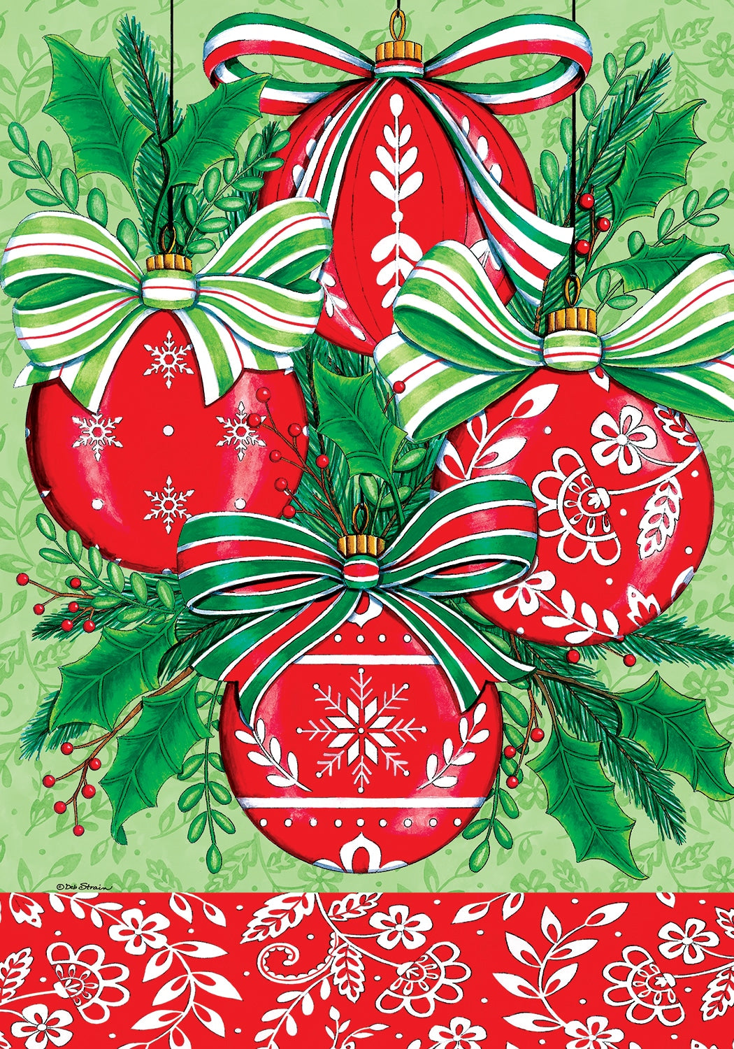 Custom Decor Large House Flag Red Ornaments