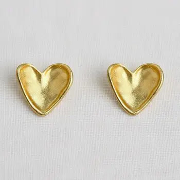 Gold Textured Heart Earrings