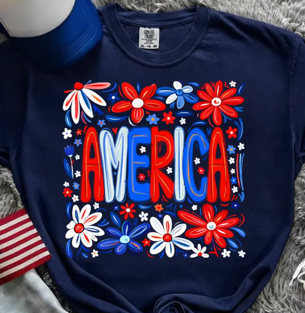 Patriotic American July 4th Shirt Navy