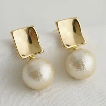 Geometric Pearl Drop Earrings