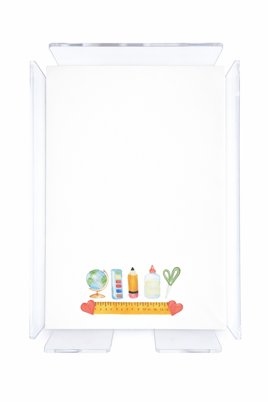 Notepad with acrylic holder