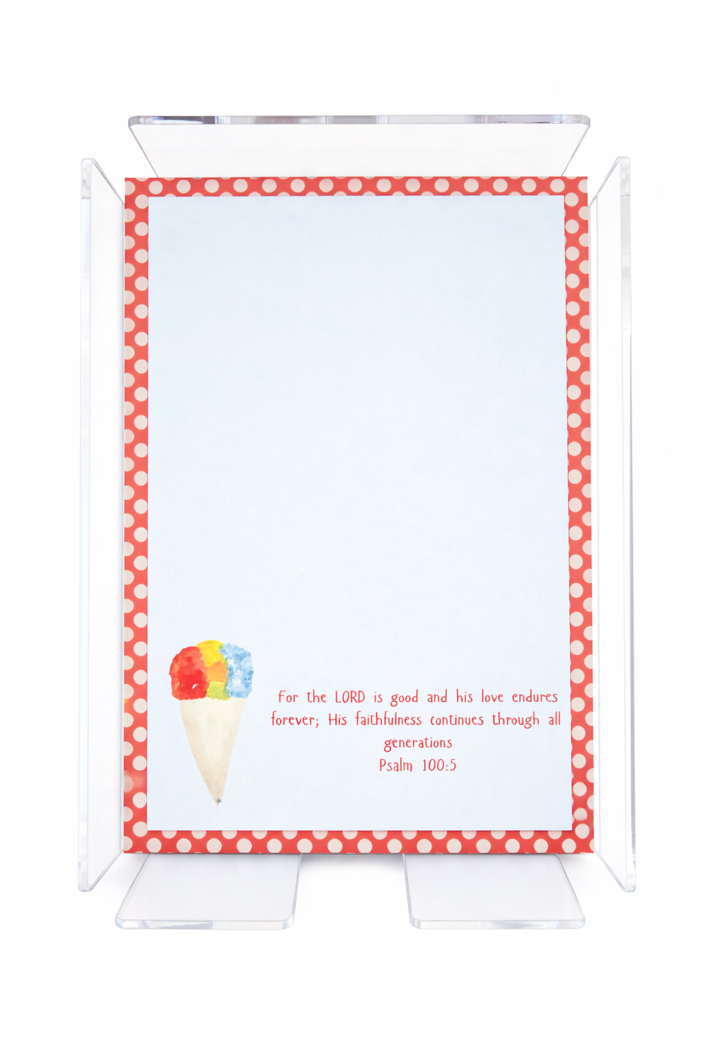 Notepad with acrylic holder