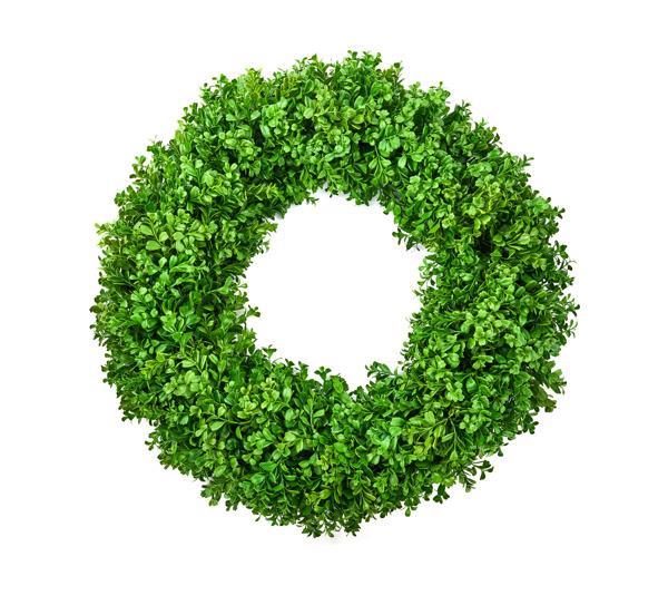 30"DIA BOXWOOD ROUND WREATH DARK GREEN --