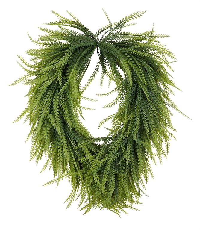 26"L X 17"W DRAPED BUTTON FERN WREATH