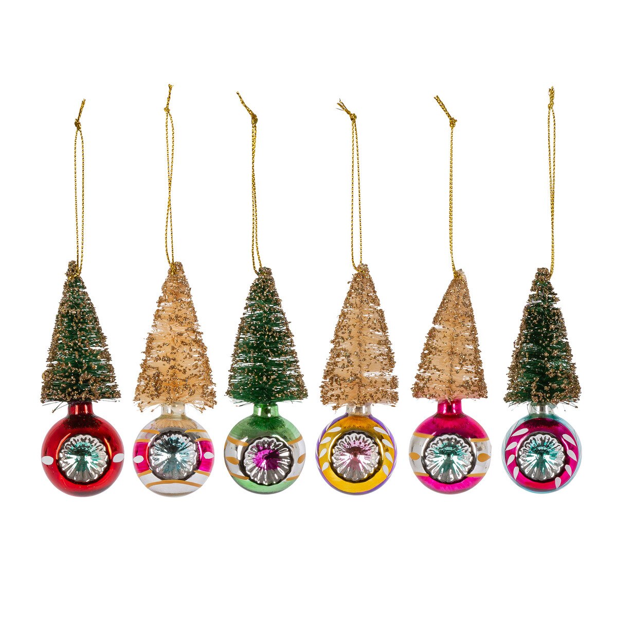 Park Hill Mini Retro Tree Ornament, Box Set of 6