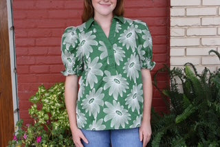 Entro Green Floral Blouse