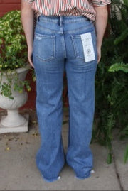 Risen Tummy Control Mid Rise Wide Leg Jeans