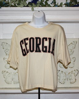Tan GA Bulldogs Cropped T-Shirt