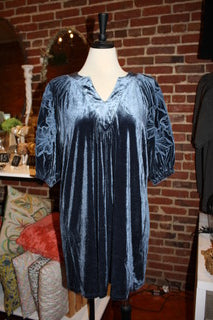 Umgee Blue Velvet Midi Dress