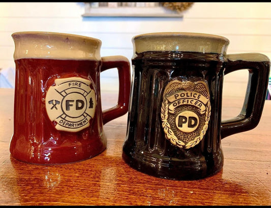 Police Officer & Fire Department Coffee Cups