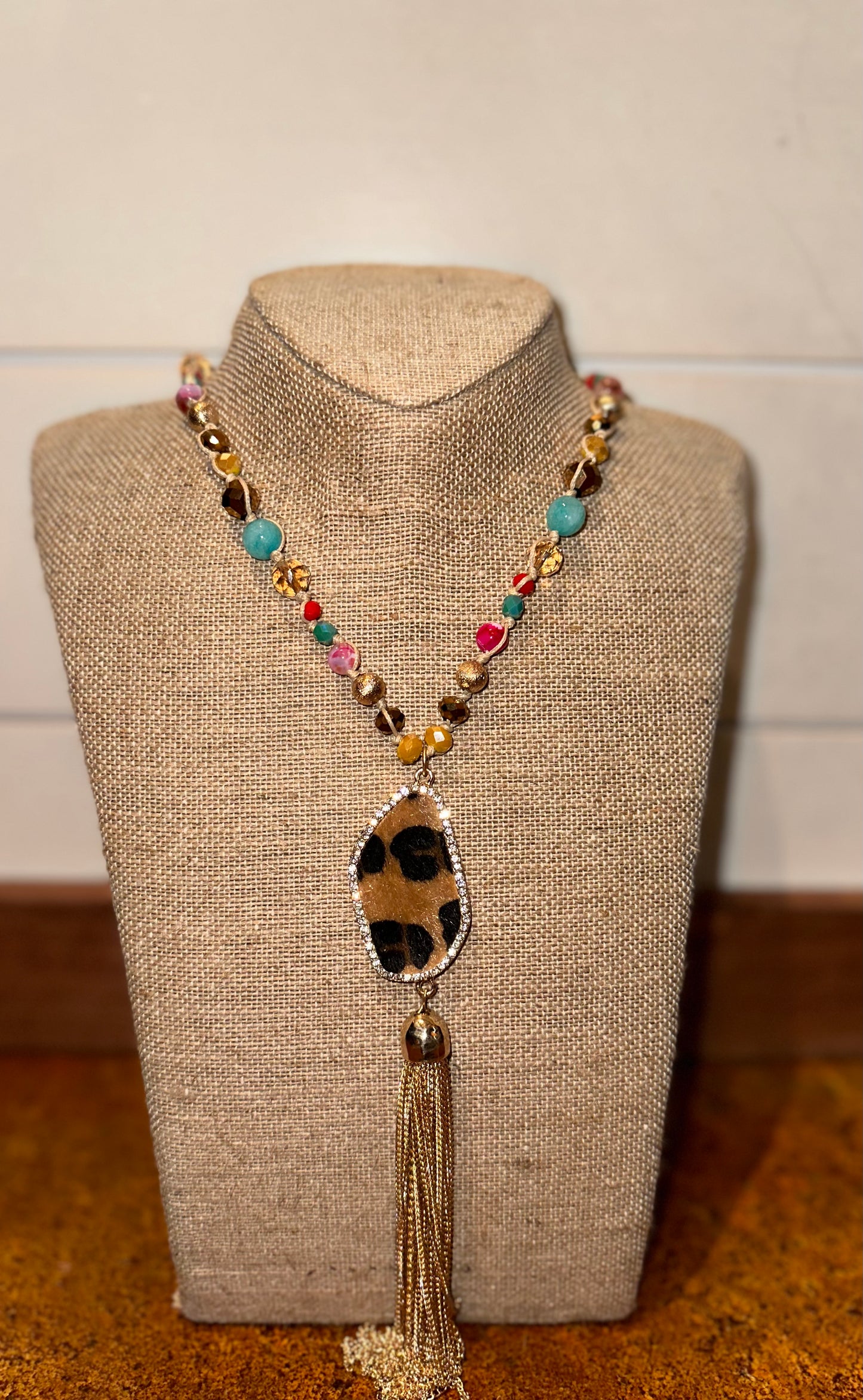 Colorful Leopard Tassel Necklace