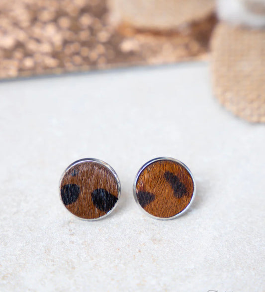 Brown Leopard Studs