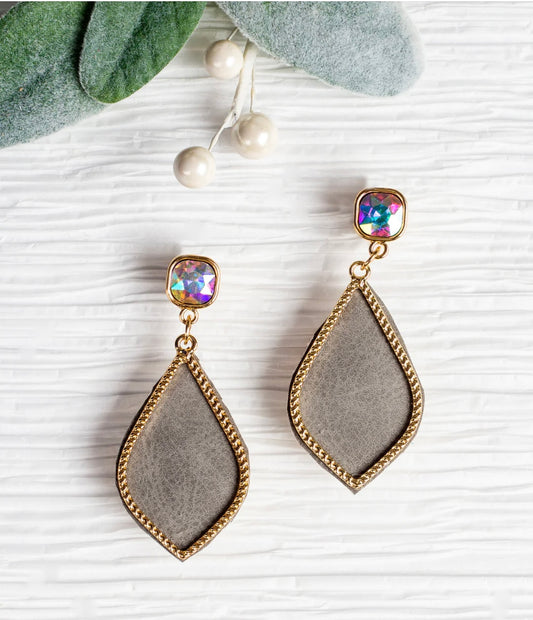 Grey Teardrop Earrings