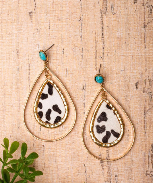 Dalmatian Double Teardrop Earrings