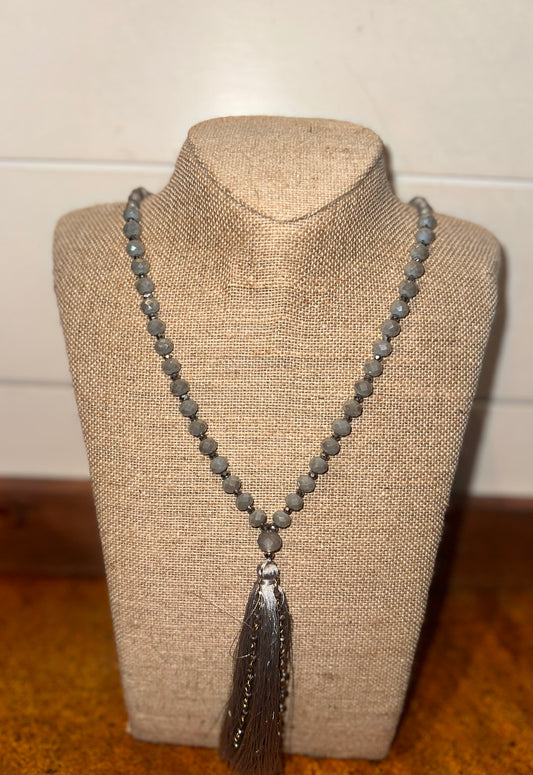 Grey Tassel Necklace