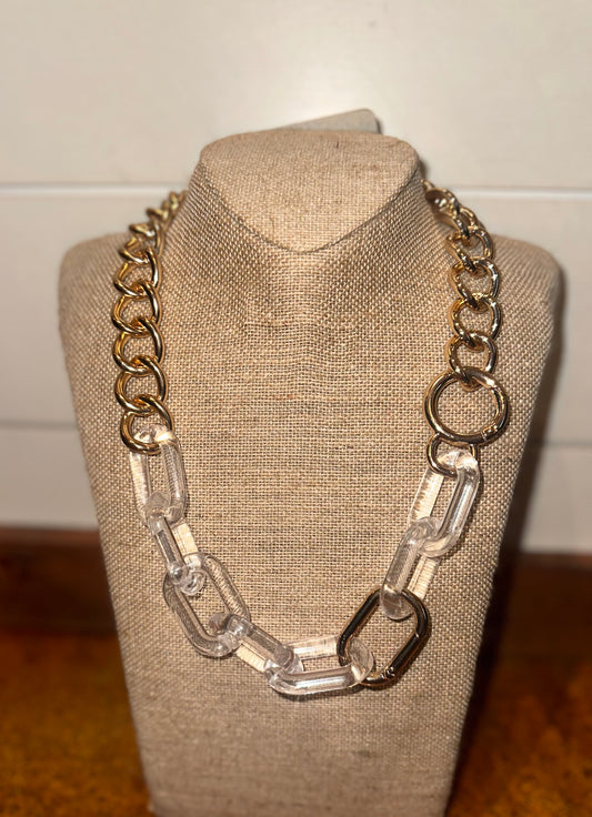 Gold/Clear Chunky Necklace