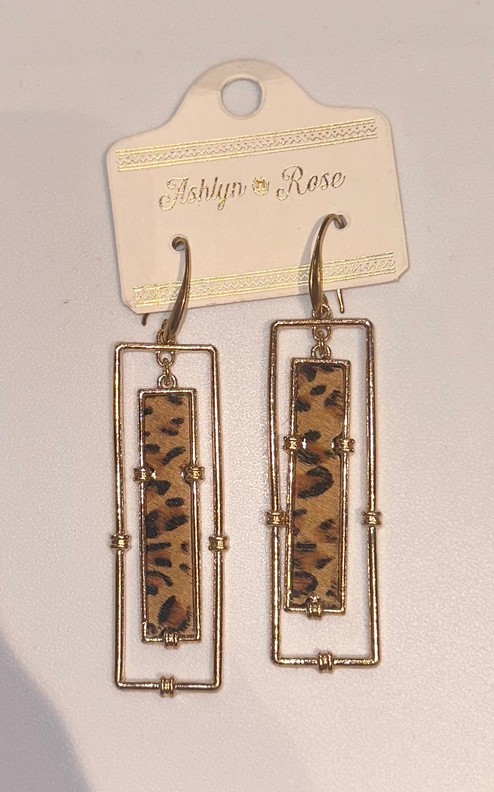 Long Cheetah Rectangle Earrings