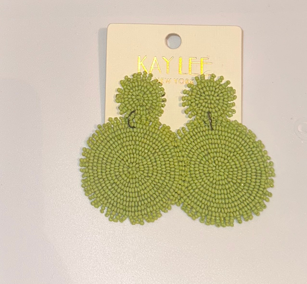 Green Beaded Earrings