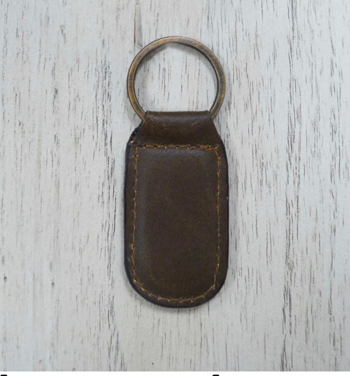 Leather Keychain- Dark Brown