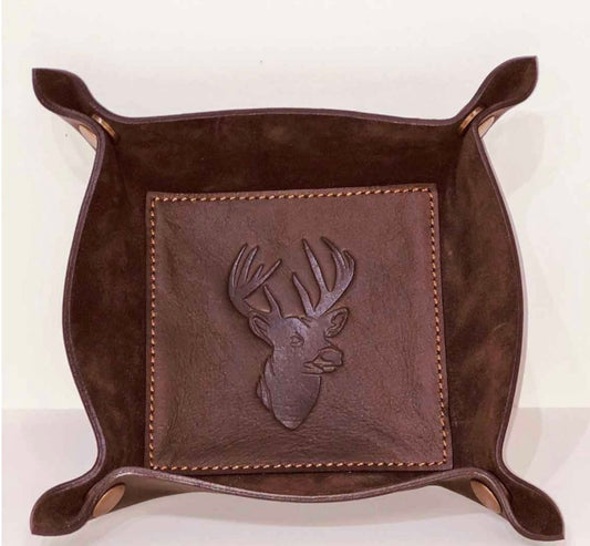 Deer Leather Valet Tray- Dark Brown