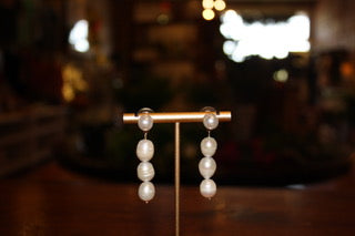 Canvas Style Pearl Dangle Earrings