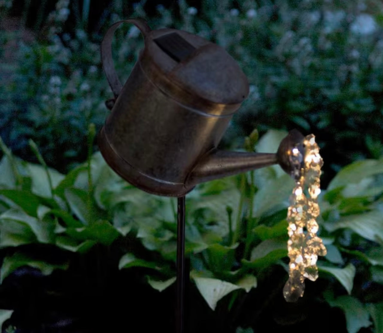 Vintage Solar Watering Can Stake