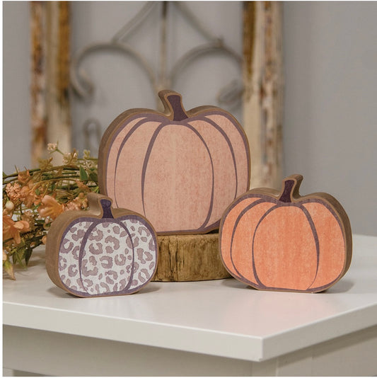 Watercolor Animal Print Chunky Pumpkin Set of 3