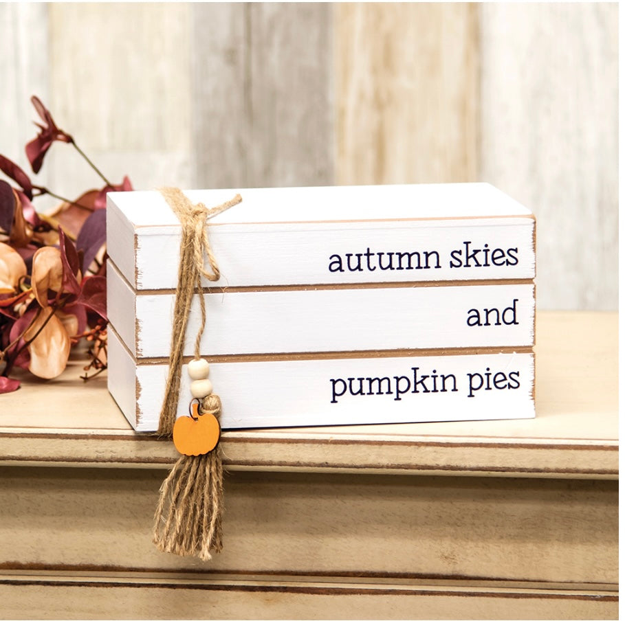 Autumn Skies & Pumpkin Pies Stacked Wooden Books