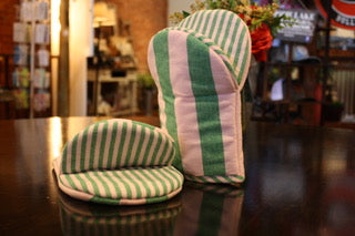 Multi-Colored Striped Oven Mitts