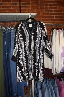 Umgee Black and White Midi Dress