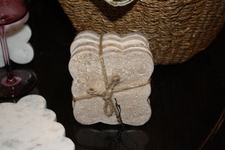 4" Marble Scalloped Coasters