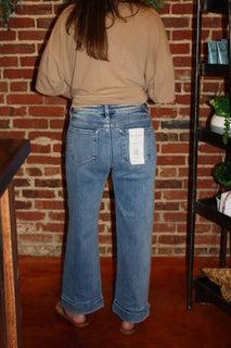 Risen Mid Rise Cropped Straight Cuffed Jeans