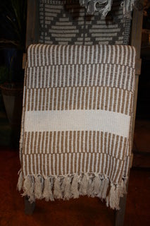 Striped Throw Blanket with Fringe