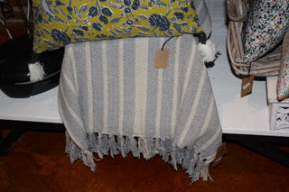 Striped Throw Blanket with Fringe