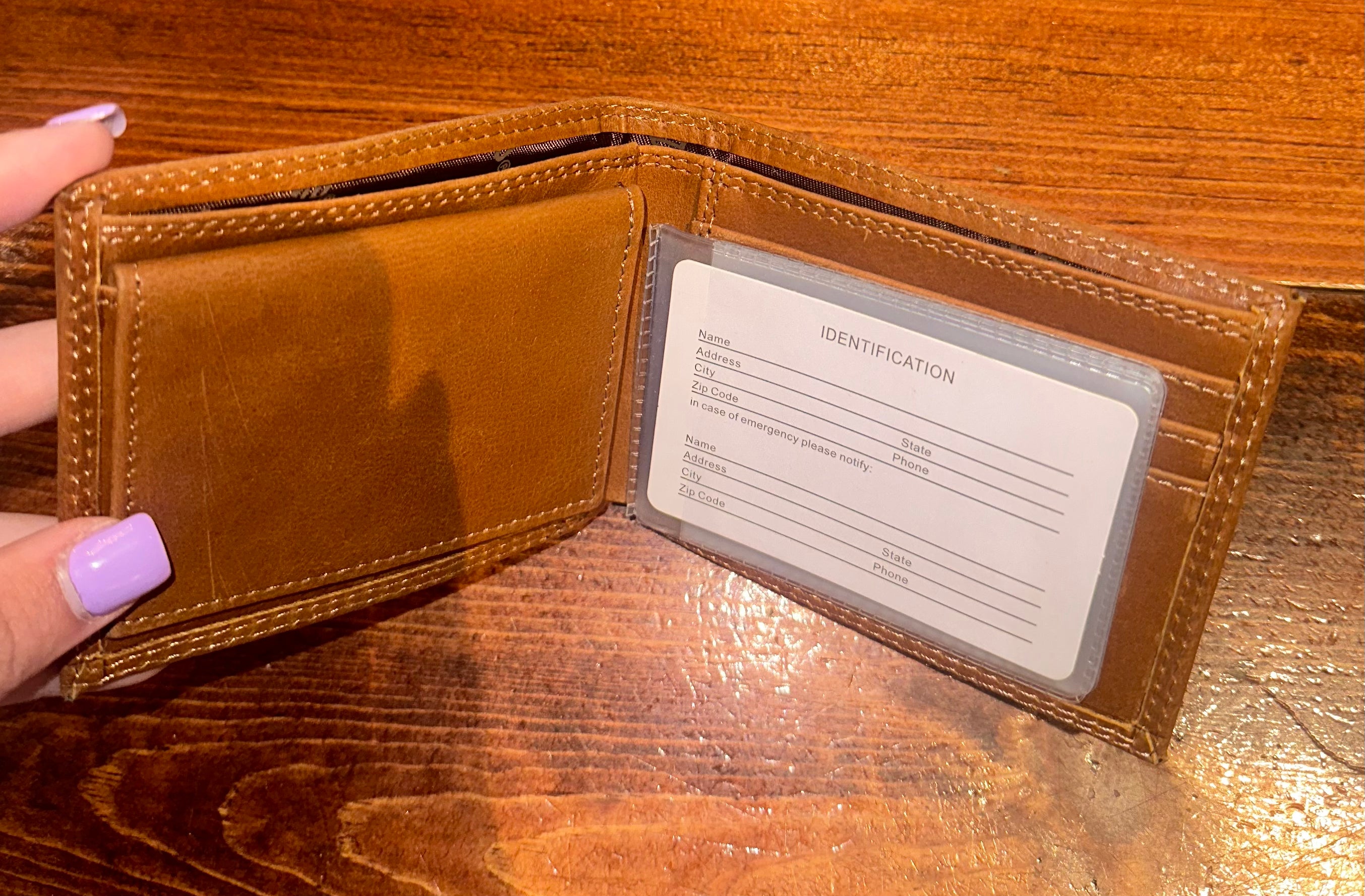 Men's Tan Leather Bifold Wallet
