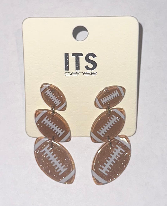 Brown Football Earrings