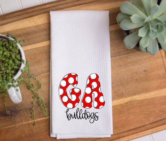 GA Bulldog Polka Dot Tea Towels