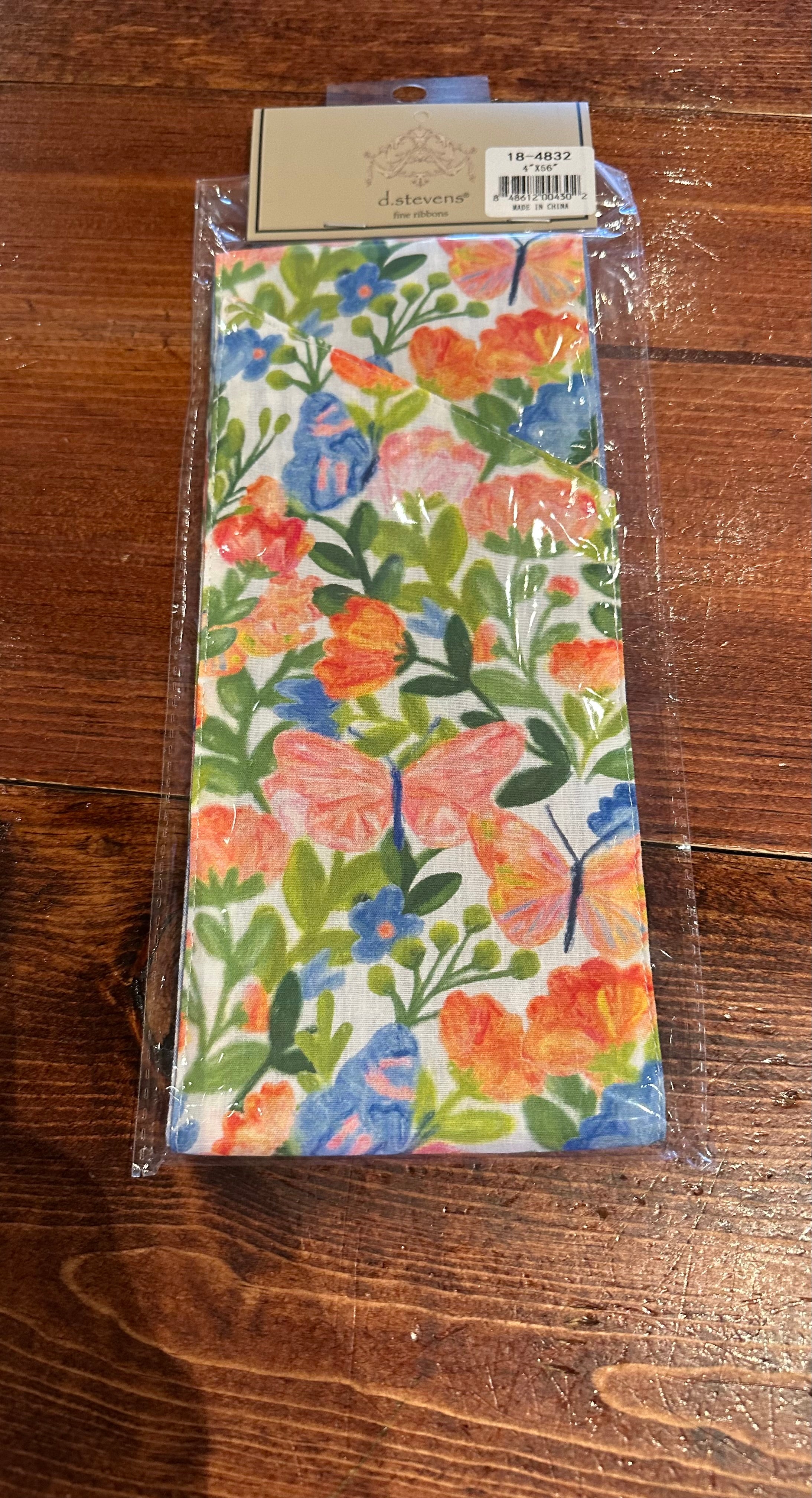 d.stevens wreath sash floral butterflies 4" x 56"