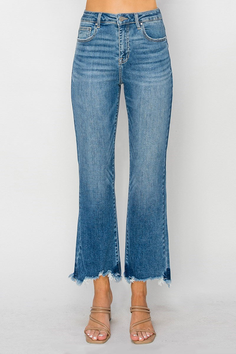 Risen High-Rise Crop Flare Jeans