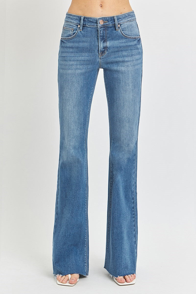 Risen Mid-Rise Flare Jeans