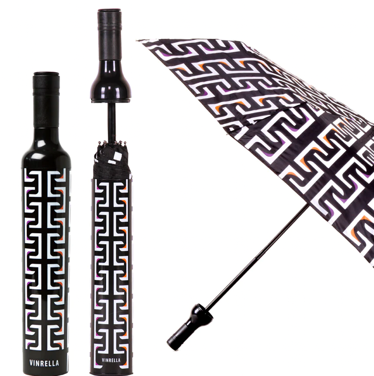 Black Geometric Wine Bottle Umbrella