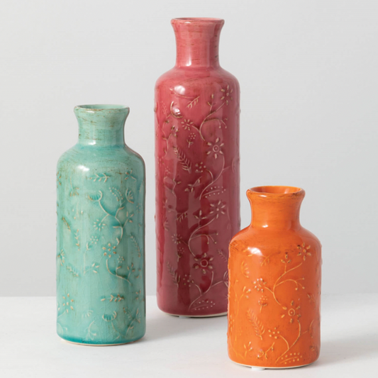 Colorful Floral Vases Set of 3