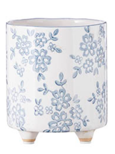 Blue Floral Transferware Pot