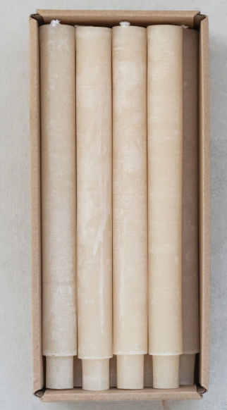 Unscented Taper Candles Cream Color Set of 12